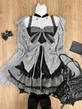 Tineit Early Autumn Three Piece Sets Sweet Lolita Lace Up Ruffles Cardigan+ Sexy Slim Fit Strapless Vest Tops+ High Waist Ruched Skirts