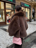 Tineit Fashion Women Faux Fur Short Coats Casual Fluffy Long Sleeve Thicken Warm Loose Jackets 2025 Winter Lady Street Outwear ﻿Tops