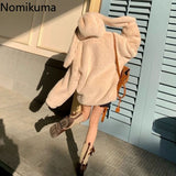 Tineit Winter Oversized Warm White Faux Fur Coats Women Clothes Bunny Ears Kawaii Sweet Cute Japanese Y2k Tops Fluffy Jacket Hoodie