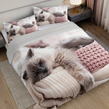 Tineit 3pcs Lazy Cat Animal Duvet Cover Set Soft Comfortable And Breathable HD Printing Bedding For Home Dorm