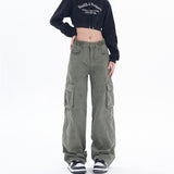 Tineit Vintage 90s Green Cargo Jeans