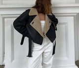 Tineit Leeana Shearling Faux Leather Aviator Jacket