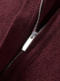 Tineit Knitted Thick Wine Red Cardigan Women Zipper Long Sleeve Turn-down Collar 2025 Autumn Sweater Female Casual Street Coat Tops