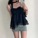 Tineit 2000s Aesthetic Sleeveless Solid Tops Hot Girls Korean Fashion Sweet Tank Top Summer Casual Basic Pure Color Camis Woman Chic