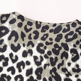 Tineit Leopard Shirt Summer Crop Top Puff Sleeve Blouse With Lace-up Closing New Women's Clothing