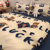 Tineit Chinese Cute Panda Bedding Set Cartooon Bamboo Pattern Quilt Cover Sheets Full Size For Kids Adults Home Textile Soft Polyester