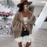 thanksgiving outfit Tineit Casual Knitted Solid Open Cardigan Women Loose Warm Long Sleeve Sweaters Female Autumn Elegant Fashion Simple Daily Outwear