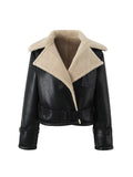 Tineit Leeana Shearling Faux Leather Aviator Jacket