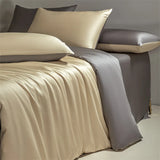 Tineit Four piece set of natural silk solid color bedding, ice silk smooth nude sleeping bedding