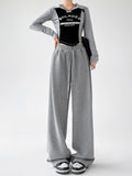 christmas outfit Tineit Women Grey Pants Baggy Streetwear 90s Aesthetic Sweatpants Harajuku 2000s Y2k Elegant Vintage Soft Trousers Fashion Clothes 2025