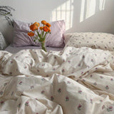 Tineit Ins Style Bedding Set Fashion Solid Color Washable Duvet Cover Without Comforter Pillowcases Sheet for Student Soft Home Textile