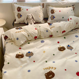 Tineit Cute Dinosaur Bedding Set for Kids Duvet Cover No Filling Flat Sheet Pillowcase Boys Girls Full Queen Size Spring Bed Linen