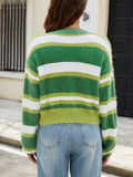 thanksgiving outfit Tineit Casual Imitation Mink Striped Cardigan Women Loose O-neck Single-Breasted Sweaters Female Korean Autumn Chic Street Tops