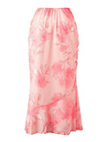 Tineit Chiffon Floral Print Midi Skirt