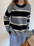 Tineit Color Block Striped Knit Sweater