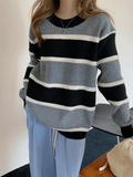 Tineit Color Block Striped Knit Sweater