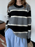 Tineit Color Block Striped Knit Sweater