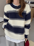 Tineit Color Block Striped Knit Sweater