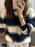 Tineit Color Block Striped Knit Sweater