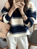 Tineit Color Block Striped Knit Sweater