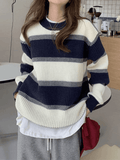 Tineit Color Block Striped Knit Sweater