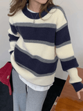 Tineit Color Block Striped Knit Sweater