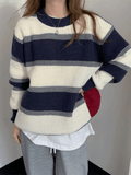 Tineit Color Block Striped Knit Sweater