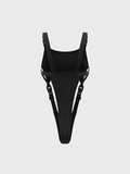 Tineit 2024 New Street Black Slim Cut Out Cyberpunk Bodysuit