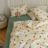 Tineit Korean Style Duvet Cover Set No Filler Fashion Floral Ins Twin Double Queen Size Boys Girls Flat Sheet Pillowcases Bedding Linen