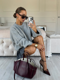 thanksgiving outfit Tineit Knitted Long Sleeved O-neck Casual Pullover Fashion Solid Color Versatile Elegant Women's Sweater Commute High Street Autumn Top