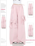 christmas outfit Tineit Women Oversize Y2k Cargo Pants Baggy Vintage Streetwear Harajuku Pink Bow Pants High Waist Wide Leg Trouser 2000s Trashy Clothes