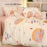 Tineit Doughnut Soft And Cute Donut Bedding Set Ins Linen And Duvet Cover With Pillowcases Single Double Full Size For Kids Adults