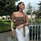 cold weather outfits Tineit 2024 Spring Summer Streetwear LEOPARD Print Women Suits Fashion Strapless Sleeveless Tops+Chic Elegant Pencil Long Skirts