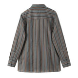 thanksgiving outfit Tineit Autumn New Product Women's Casual Loose Versatile Striped Long Sleeve Collar Single breasted Decorative Shirt