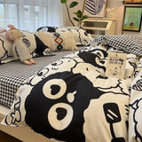 Tineit White And Black Stripe Simple Bedding Set Nordic Style Quilt Cover Modern Home Textile Full Size For Kids Adults  Soft Polyester