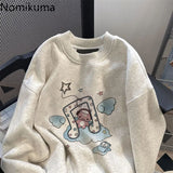 Tineit Cotton Cartoon Hoodie Women Preppy Style Streetwear Hip-hop Sweatshirts 2025 Ropa Mujer Casual Fashion Korean Y2k Sweatshirts