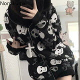 Tineit Streetwear Sweatshirts Women Jackets 2025 Ropa Mujer Skull Hooded Long Sleeve Y2k Tops Casual Fashion Punk Harajuku Hoodies Coat