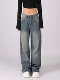 Tineit Vintage Washed High Waist Boyfriend Jeans