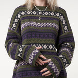 Tineit 2024 Fall Fashion Long Sleeve Downtown Jacquard Sweater