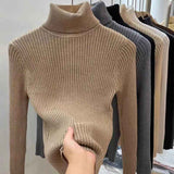 thanksgiving outfit Tineit Zoki Winter Warm Turtleneck Sweater Women Solid Simple Basic Thick Velvet Knitted Pullover Korean Elegant Slim All Match Jumper