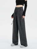 christmas outfit Tineit Women's Dark Grey Baggy Pants Vintage Y2k Sweatpants Harajuku Aesthetic Pants High Waist Trousers 2000s Fashion Casual Clothes