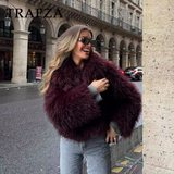 cold weather outfits Tineit 2024 Autumn Winter Women Casual Faux Fur Jackets Fashion Streetwear Solid Turn Down Collar Warm Oversized Thick Coats