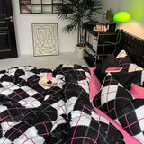 Tineit Princess Style Bedding Set Girls Twin Queen Full Size Duvet Cover Set Bed Flat Sheet Pillowcase Kids Adult Pink Letter Bed Linen