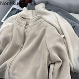 Tineit Fall Winter Clothing Thicked Jackets for Women Stand Neck Zipper Warm Outwear Streetwear Casual Coat Fashion Oversized Y2k Tops