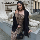 cold weather outfits Tineit 2024 Spring Summer Streetwear LEOPARD Print Women Suits Fashion Strapless Sleeveless Tops+Chic Elegant Pencil Long Skirts