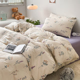 Tineit Cotton Bedding Set Floral Rabbit Ins No Filler Duvet Cover Flat Sheet Pillowcase Full King Size Soft BedSpread Home Textile