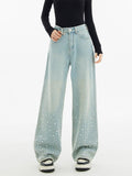 christmas outfit Tineit Women Light Blue Y2k Jeans Harajuku Oversize Denim Trousers Japanese 2000s Style Baggy Sequins Jean Pants Trashy Vintage Clothes