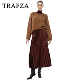 cold weather outfits Tineit 2024 Spring Summer Casual Folds Long Skirts Fashion Vintage Solid Satin Oversized High Waist Chic Elegant Lady Skirts