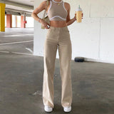 Tineit High Waist Slim Jeans Bell Bottoms