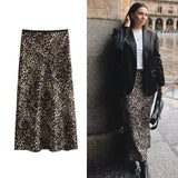 Tineit women's skirts leopard midi skirt woman vintage high waist skirts for women print summer long skirt stylish elegant skirts